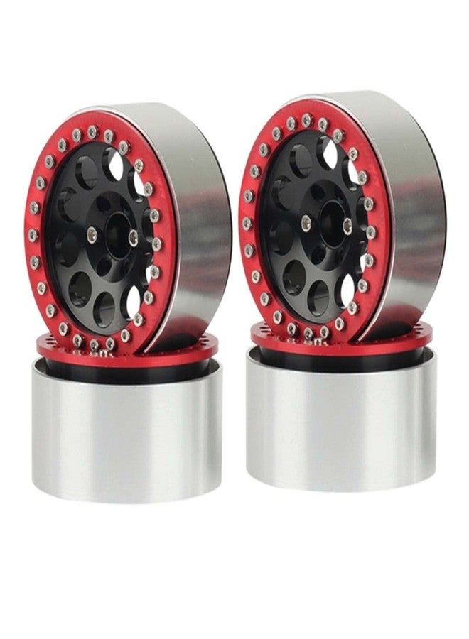LAFEINA Metal 2.2" Beadlock Wheel Alloy Rim for 1:10 RC Crawler Car SCX10 RR10 D90 TRX4 TRX6 (Black Red) - Image 1